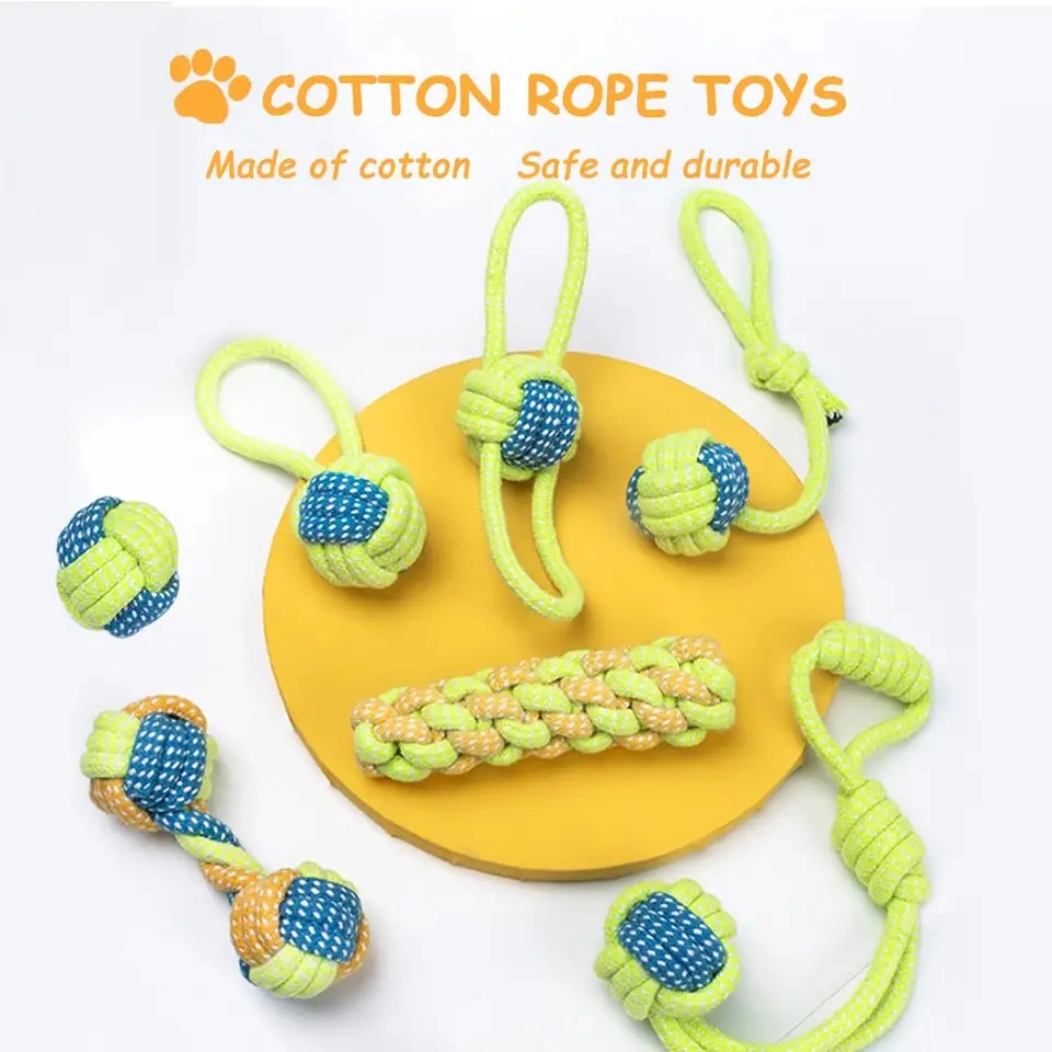 Conjunto de oferta de 12 brinquedos interativos para cão de corda em algodão resistente Sortido grátis Animais cães de mascote