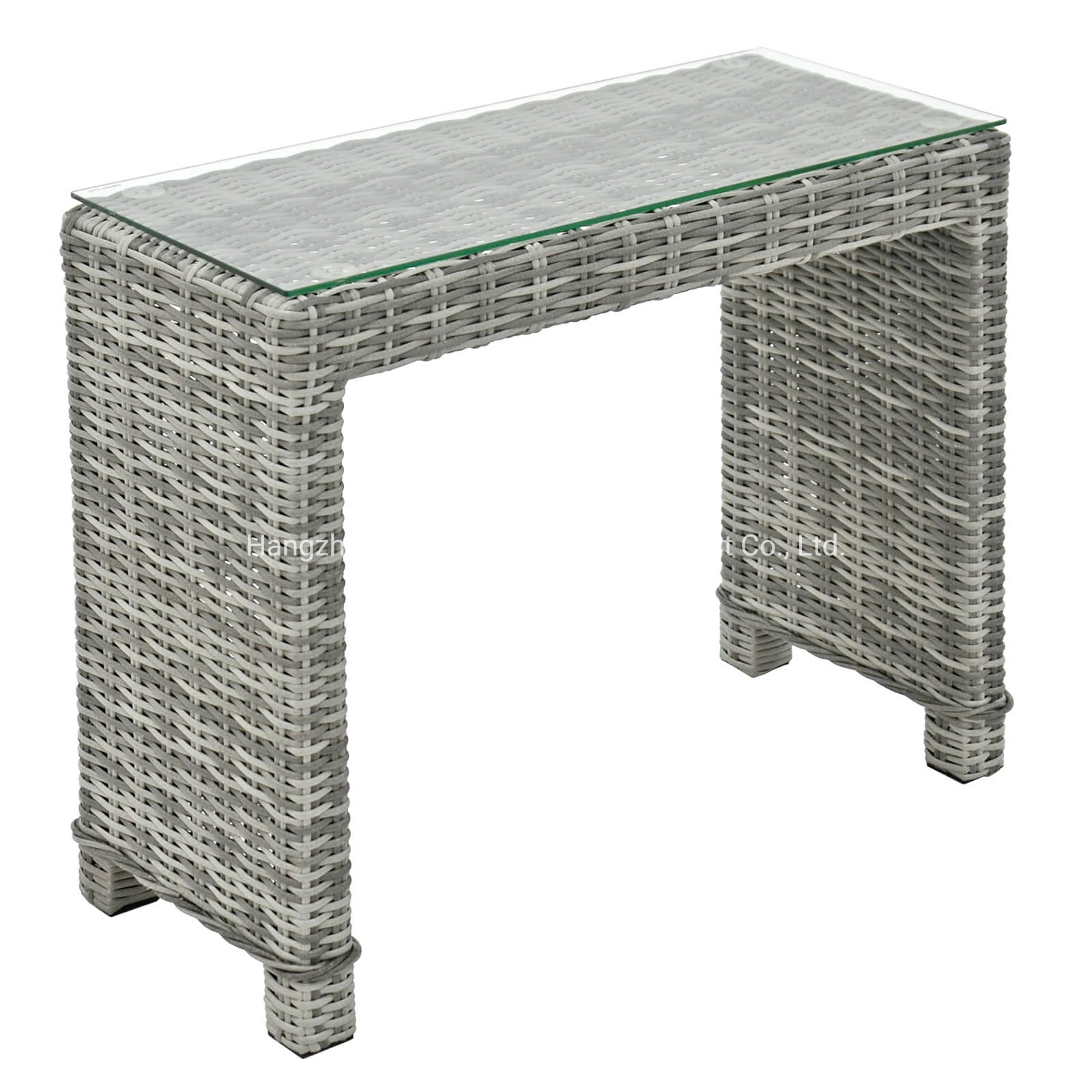 New Design Modern Dark Grey Corner Dining Lounge Garden Rattan Furniture Sofa Set with PS Wood Table and Two Footstool