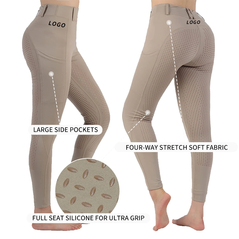 Women's Summer Low-MID Rise Waist Ventilated Bottom Silicon Grip Gym Workout Active Schooling with Pokcet Horse Riding Tights