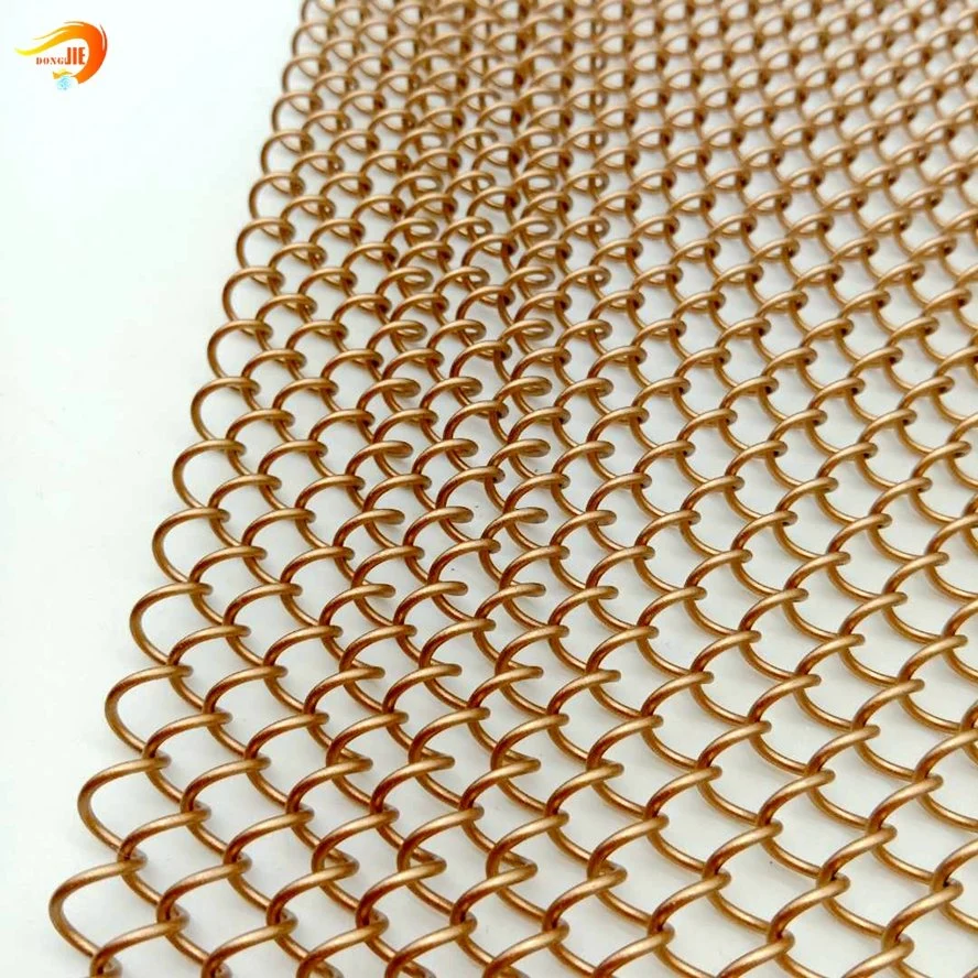 Golden Decorative Metal Coil Drapery / Chain Link Wire Mesh Curtain