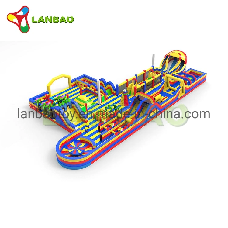 Combinación de patio al aire libre de obstáculos hinchables de rebote de los niños jugando el equipo