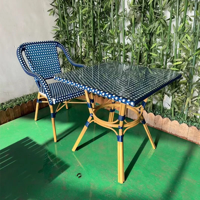 Juego de muebles de jardín al aire libre en el interior de Rattan Silla Acapulco Silla de Comedor con mesa de vidrio