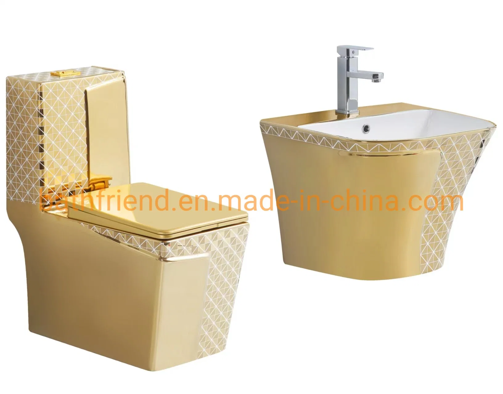 Golden WC-Becken-Anzug mit Mosaikmuster Gold WC.