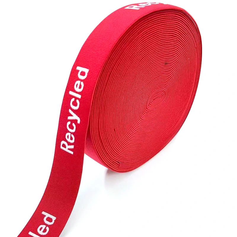 La elasticidad de 3 cm de alta calidad de color blanco negro rojo reciclado impreso de tejido de nylon poliéster Banda elástica Bungee para pelucas/Ropa Interior/Fundas/bolsas/zapatos y prendas de vestir