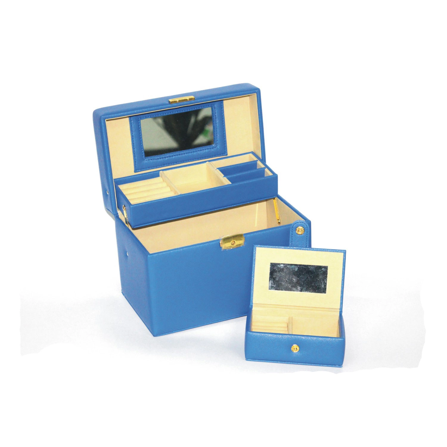 Azul de moda joyas Joyas de cuero de embalaje Caja de almacenamiento (8099R1-A)