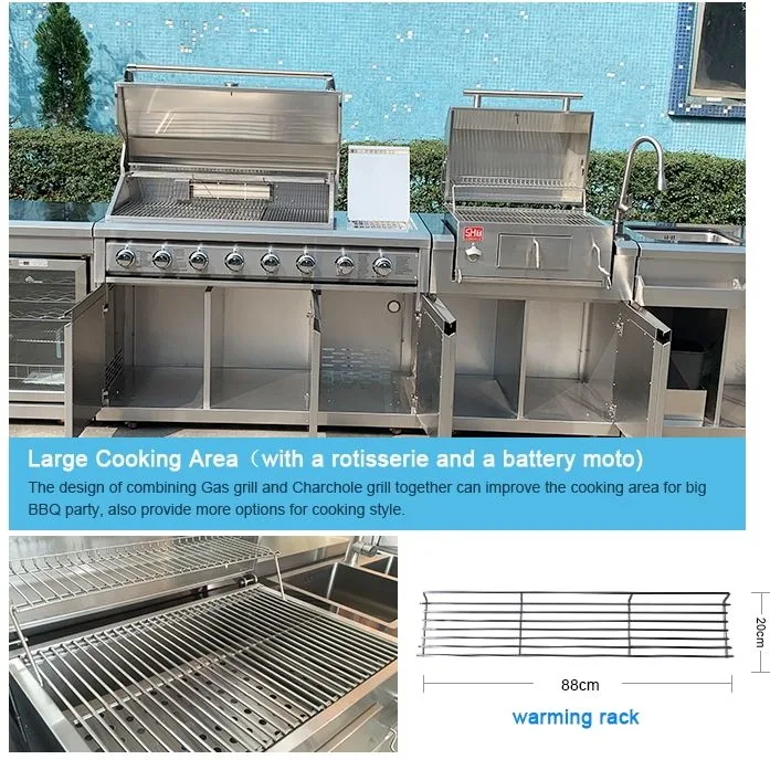 BBQ Gas Grill 8 Burners Modular Outdoor Kitchen Design Cabinet