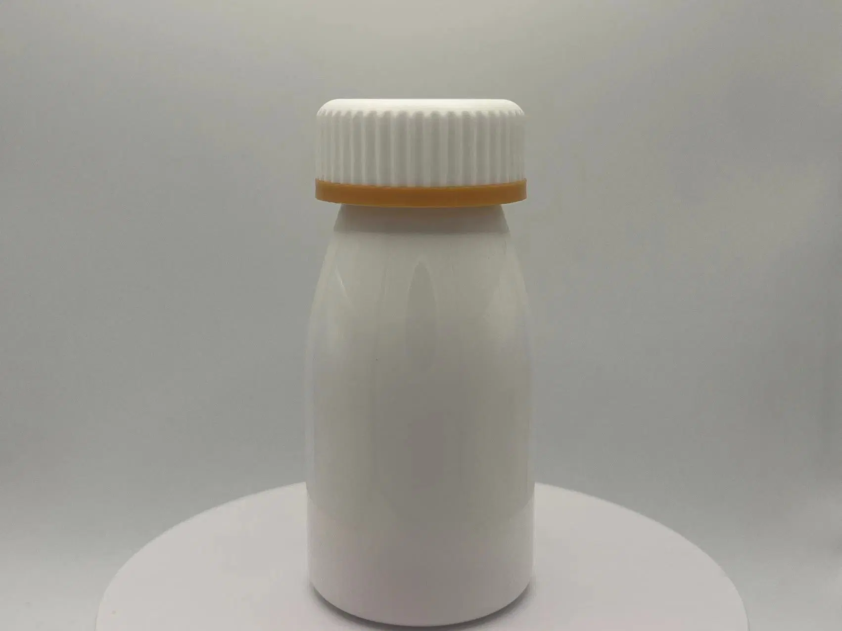 PET 200ml brillante amarillo Blanco Doble capa tapa de hoja Láctea Forma de leche Blanca botella de plástico para el cuidado de la salud