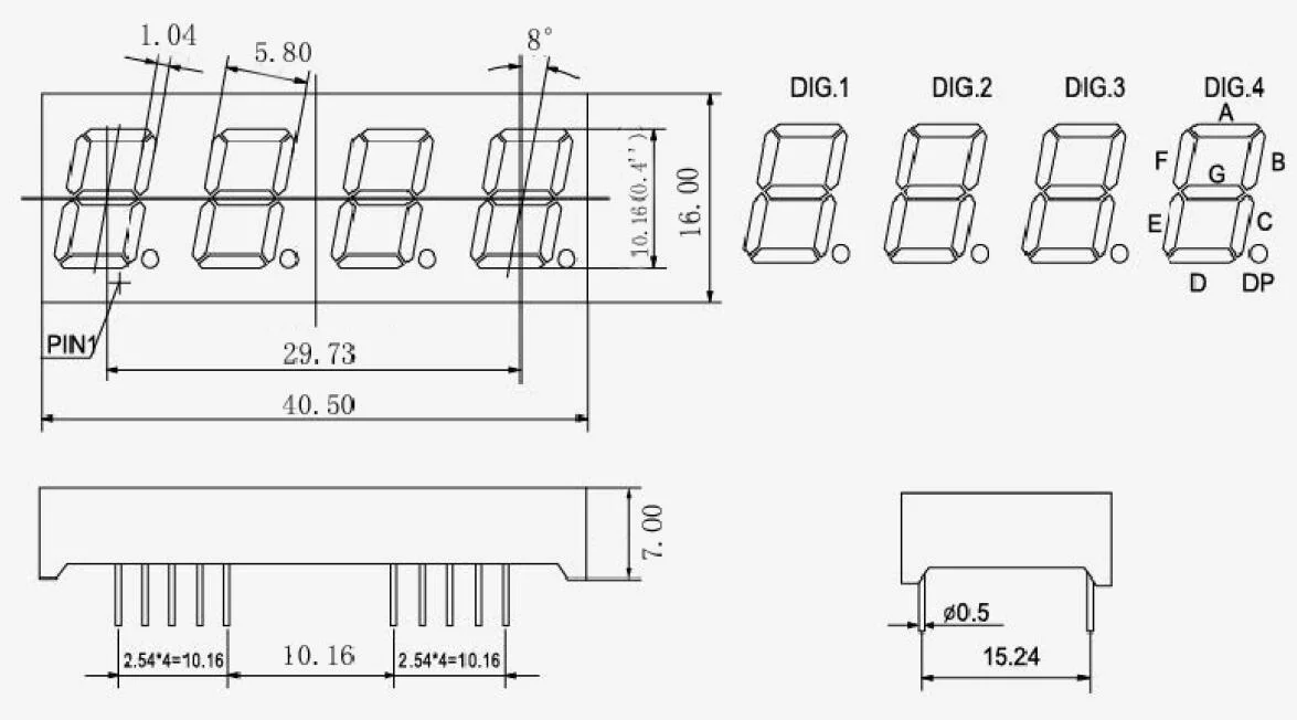 0.4 Inch 4 Digits 7 Segment LED Display with 4 Dp with RoHS From Expert Manufacturer