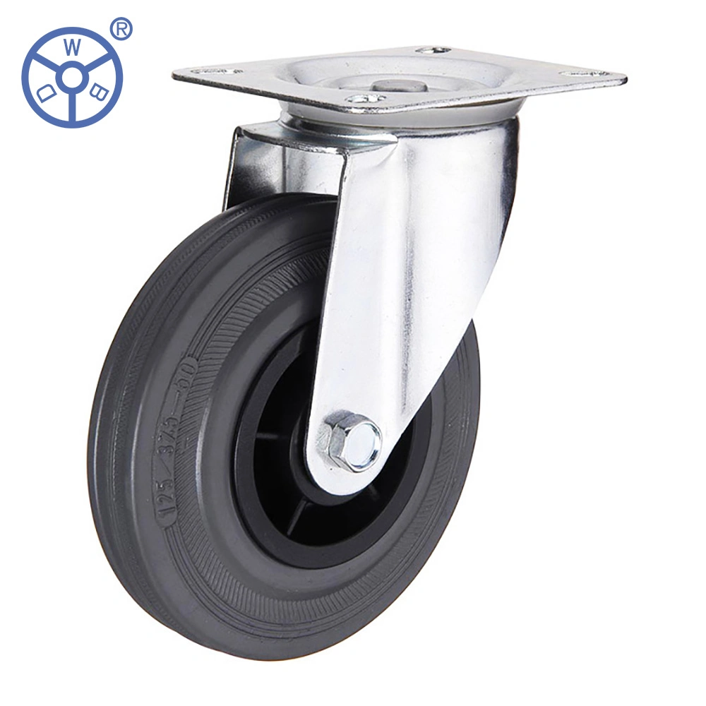 Standard Industrial Caster Swivel Roller Plastic Core Casters Rubber Material Fix Castor Wheel Brake