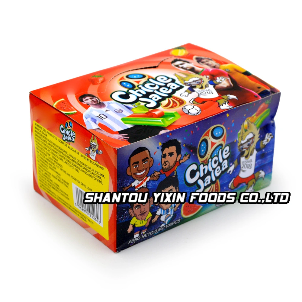 Factory Wholesale/Supplier Football Star Fruit Jelly with Bubble Gum