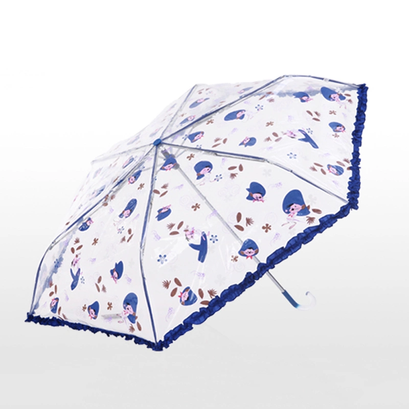 صندوق كرتونة متنقل صغير الحجم شفاف/شفاف حافة/Lace 3 طي مظلة المطر للأطفال