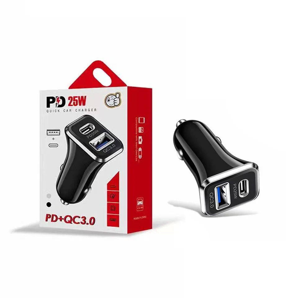 Carregador para automóvel USB duplo Pd Carregador Veicular USB-C Carregadores de Isqueiro Carga Rápida