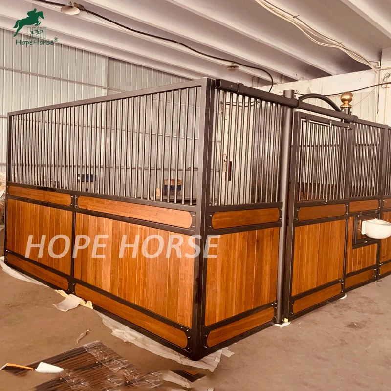 Steel Frame Horse Stall Wooden Panel Stables Horse Stall Boxes