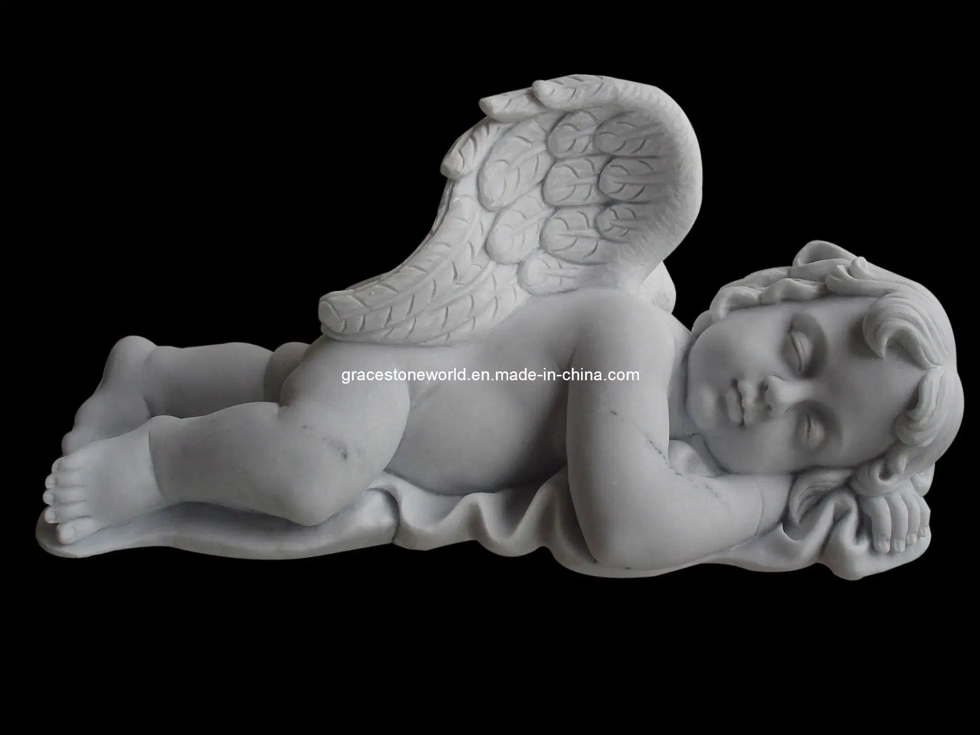 Estatua de piedra tallada (pequeños durmiendo ángel) (GS-KS-016)