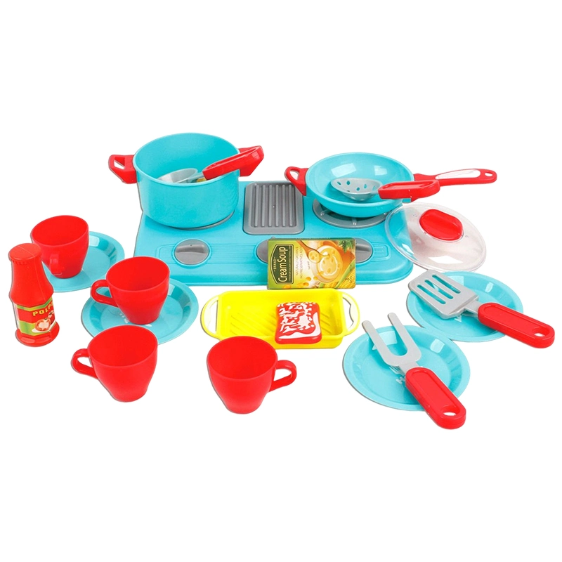 Kindergarten Kids Role Play Game Simulated Kitchen Utensils Kitchenware Tableware Pots Gas Stove Plastic Cooking Toys for Girls