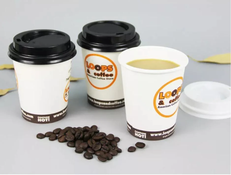 Disposable Customized Printing Single Wall Paper Cups with Lids for Coffee