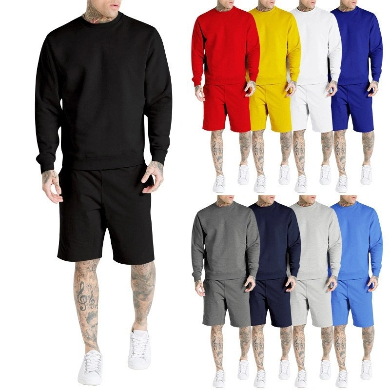 Casual Activewear Long Sleeve Round Neck T-Shirt Shorts Sportswear