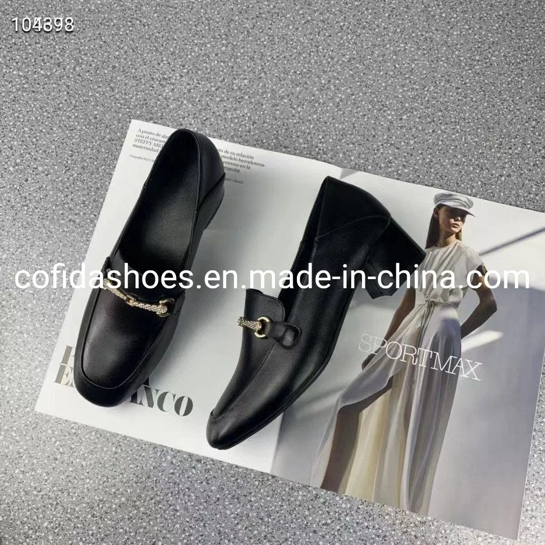 Updated Hand-Made Real Leather Block Heel Women Shoe