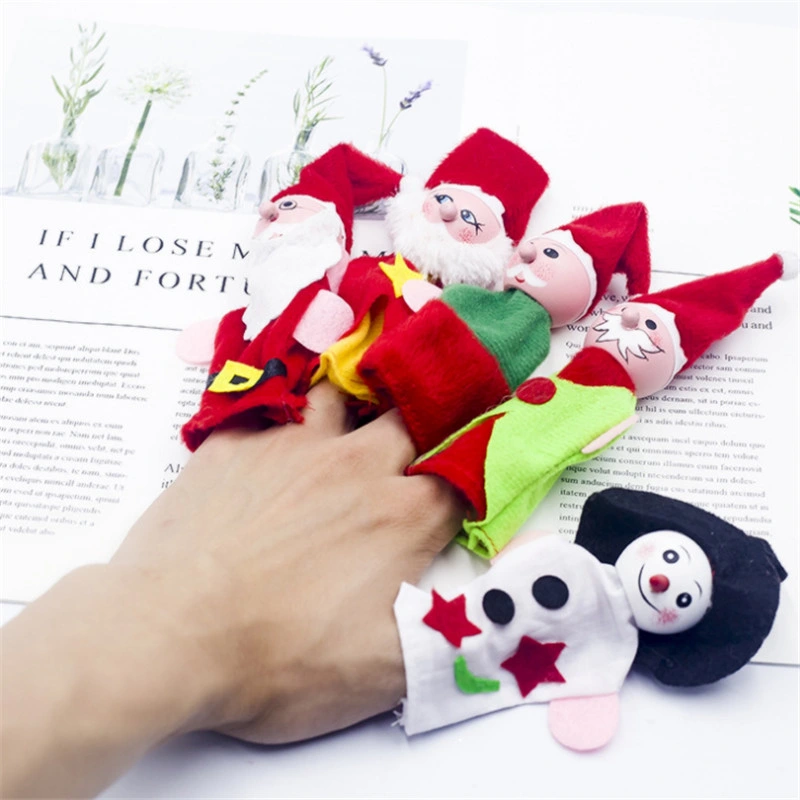 Hand Puppets Lovely Santa Finger Doll Puppets Mini Soft Stuffed Christmas Plush Baby Toy Gifts