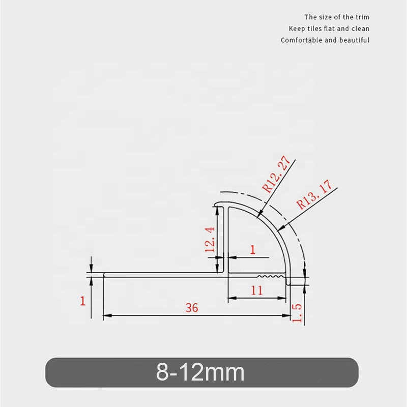 Decor Strip Aluminum Tile Trim 2021 New Hot Sale Round Corner Silver Black Gold Tile Accessories Aluminum Strip Decoration