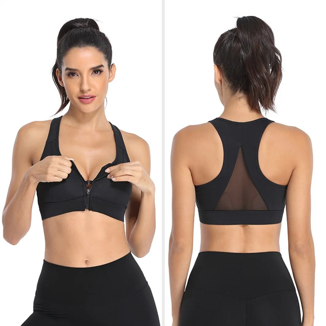 High quality/High cost performance  Hot Selling Women Sexy Sports Workout Zipper Yoga Bra