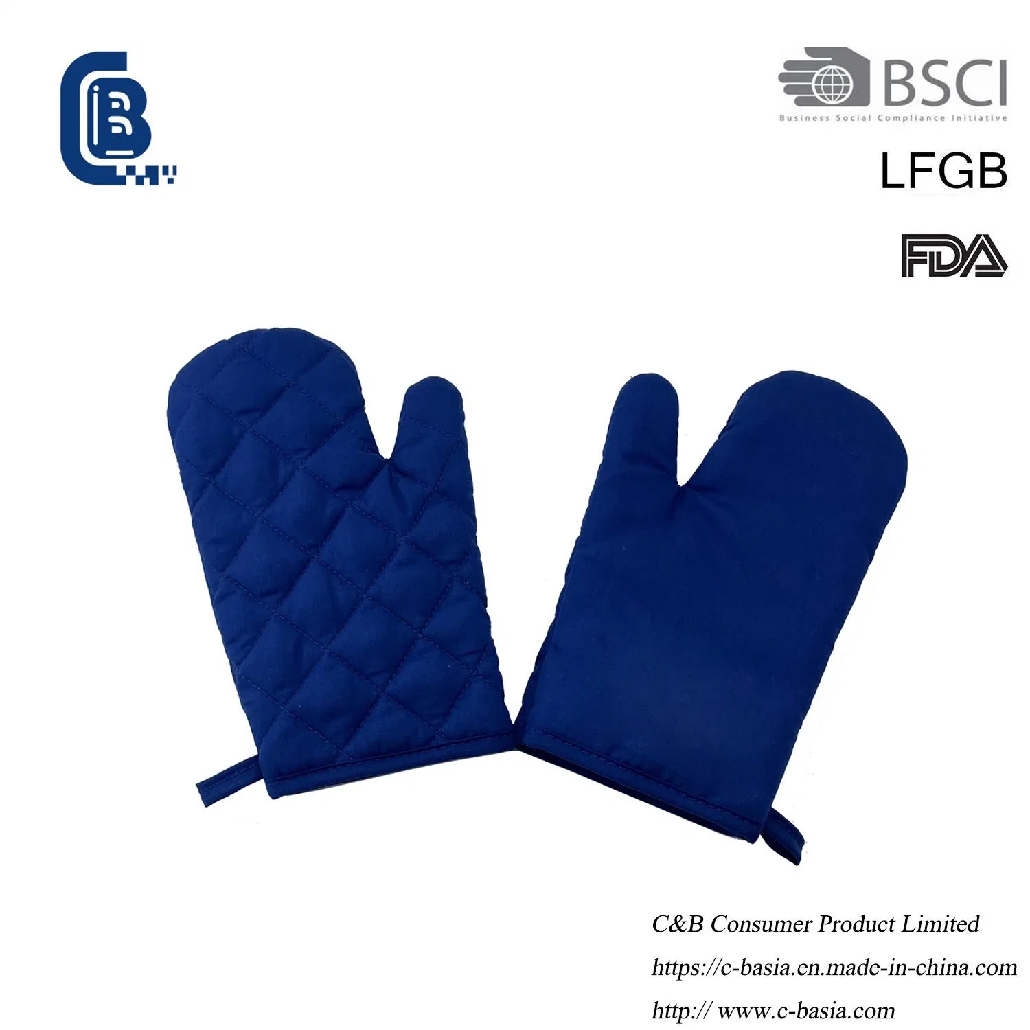 Kitchenware BBQ Cooking Grilling Glove, Barbecue Grill Mitt, Heat Resistant Oven Gloves, Barbecue Glove, Blue Polyester Gloves