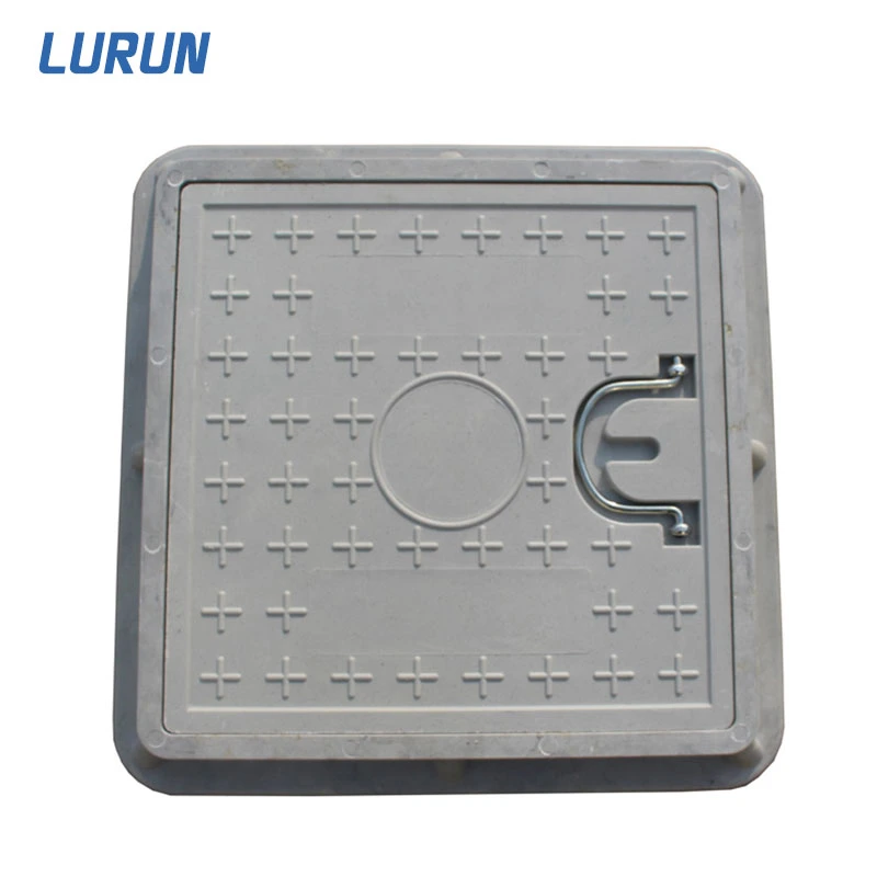 China Manufacturer 500X500mm FRP/GRP Composite Square Manhole Cover with Plastic/Pull Rings