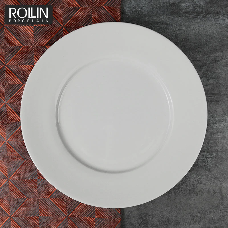 Hot Sale Durable Round Flat Plate Dinner Plate Ceramic Plate 12"