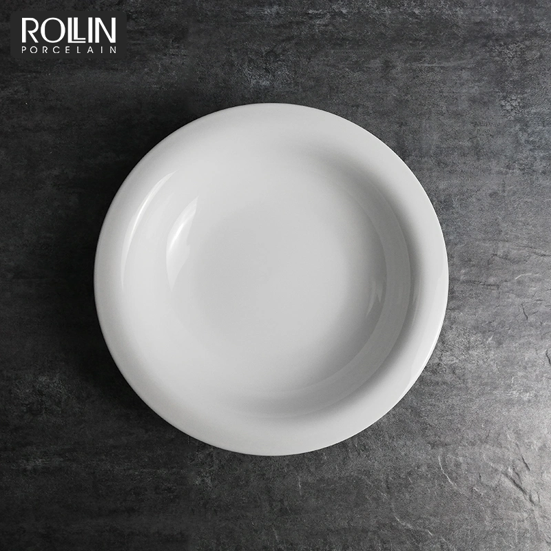 8 Inch Porcelain Deep Plate White Dinner Plate for Hotel