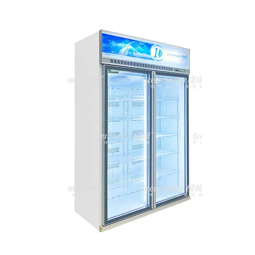 Wholesale/Supplier Dynamic Cooling Double Transparent Glass Door Refrigerator Freezer with Inverter Compressor