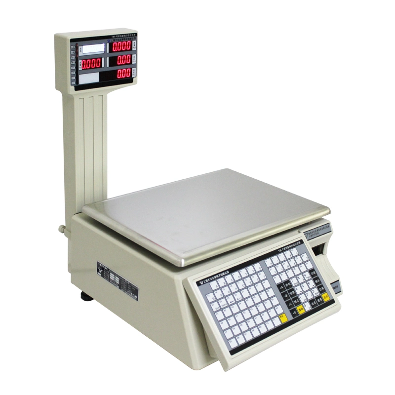 15kg/30kg Balanza electrónica de impresión de etiquetas de códigos de barras de escala Digital escala Báscula para supermercado