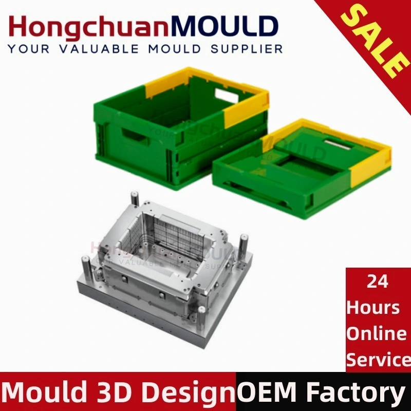 Durable Plastic Collapsible Storage Bins Mold and Folding Crates Injection Mould