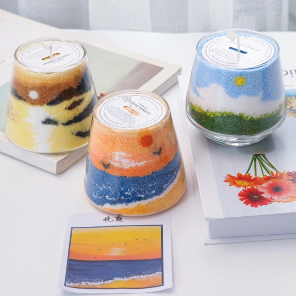 Handmade Art Sand Painting Series Glass Jar Home Decoration Scented Candle