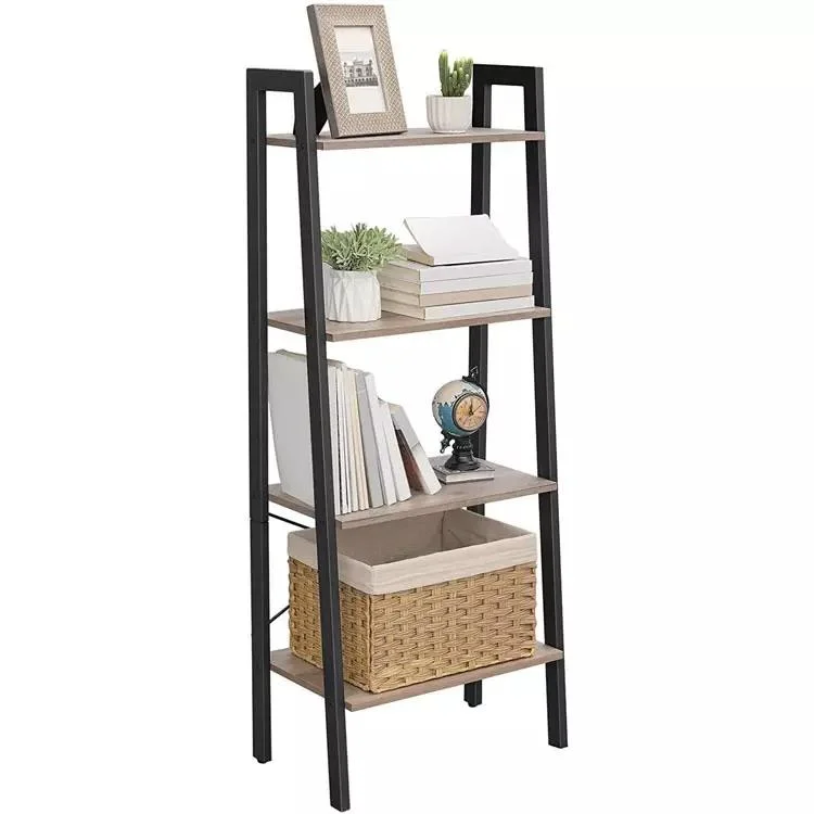 4-Tier Bookshelf Storage Rack Shelves for Bedroom or Bathroom Industrial Accent Furniture