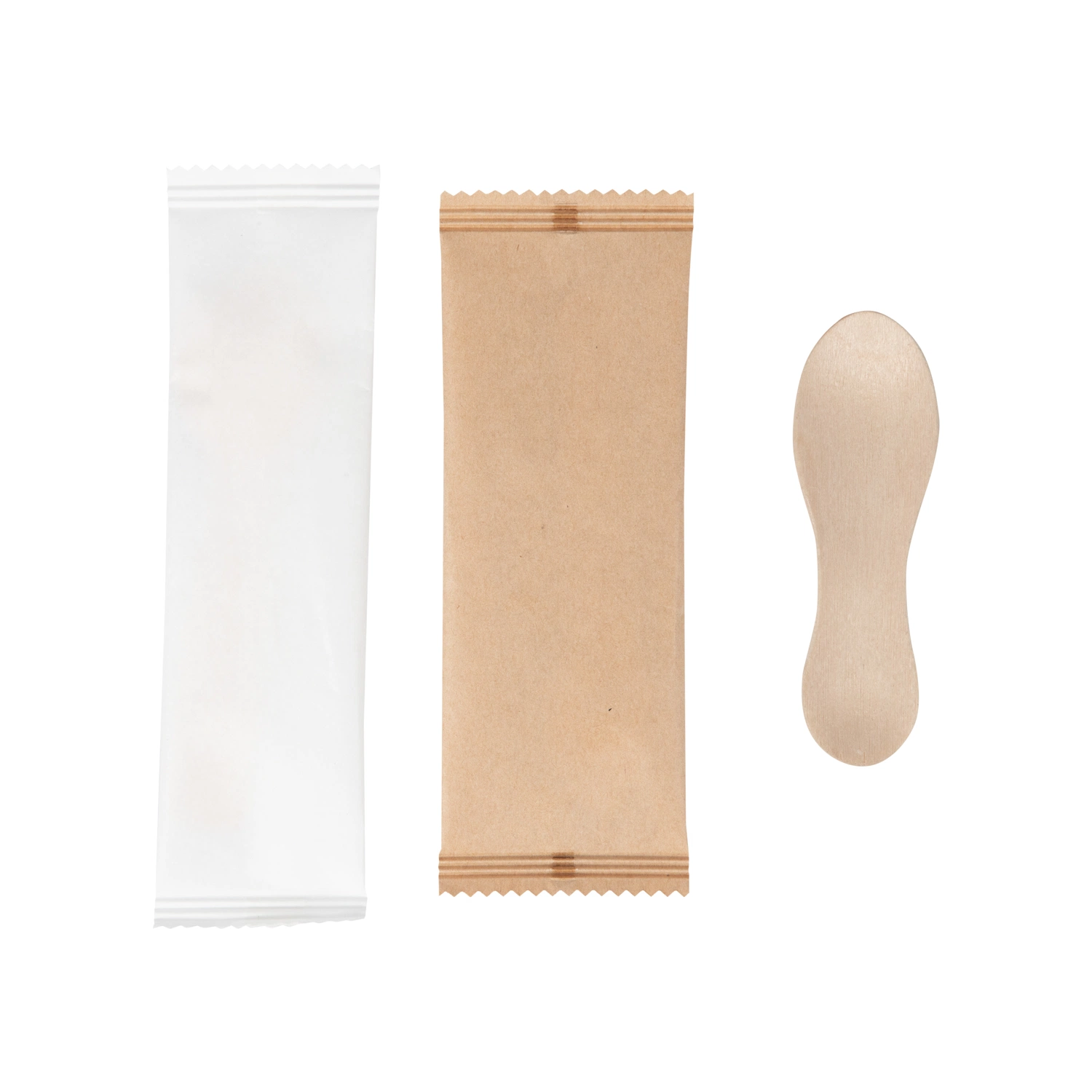 Disposable Ice Cream Wooden Spoon Kraft Paper Individual Packed