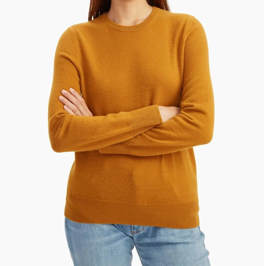 Pull en laine et cachemire à col rond classique pour femmes