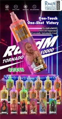 12 cores Randm Tornado Puffs 10K com luz de LED