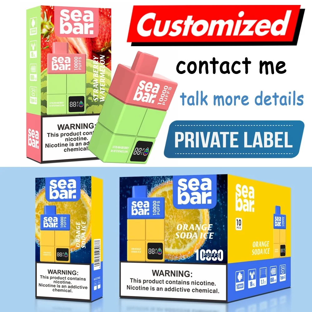 Private Label Vape Customized Puff Bar Seabar 500 5000 10000 20000 Puffs White Label Disposable Vape OEM Electronic Cigarette
