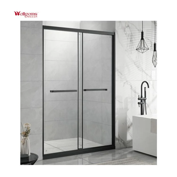 Stainless Steel Shower Screen Double Sliding Shower Door Shower Enclosure Bathroom Furniture Wheel Door