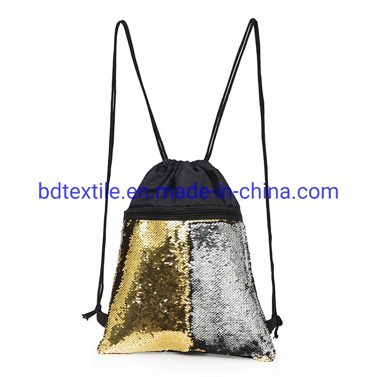 Mermaid Sequin Glittering Outdoor Shoulder Magic Colorful Reversible Glitter Drawstring Backpack Bag