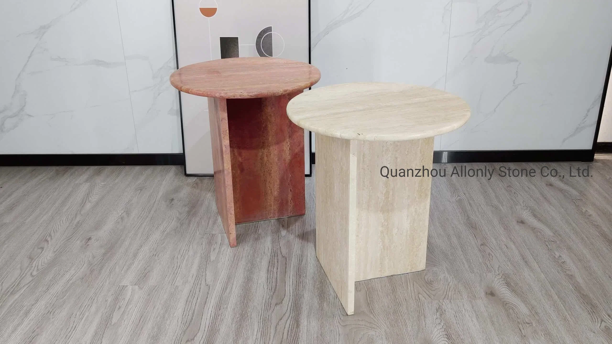 Living Room Small Furniture Honed Natural Red Travertine Sofa Side Table