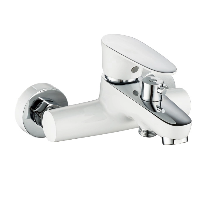 Chrome White Painting Brass Bath Faucet Bathroom Shower Set with Shower Head