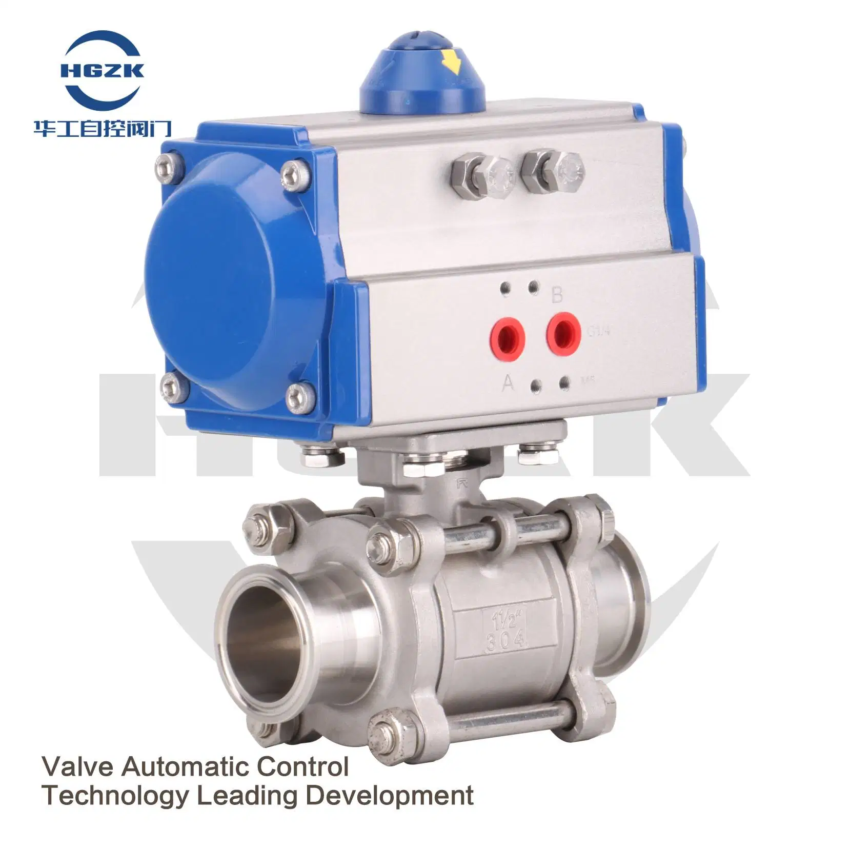 Food Grade Pneumatic Actuated 3 PC Valve