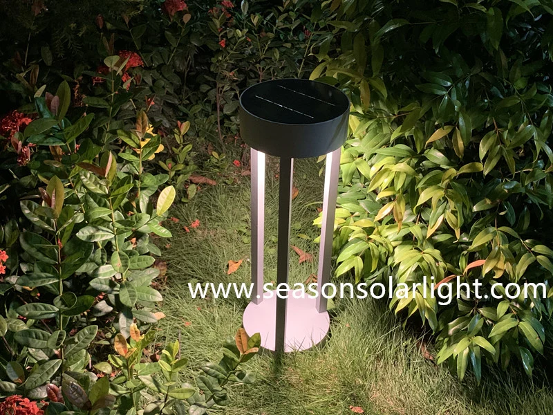 Nueva Ronda de iluminación Energía Solar exterior de iluminación Jardín Bollard Luz Con luz LED blanca y cálida