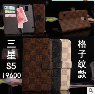 Gird Pattern Wallet Leather Case for Samsung Galaxy S5 I9600