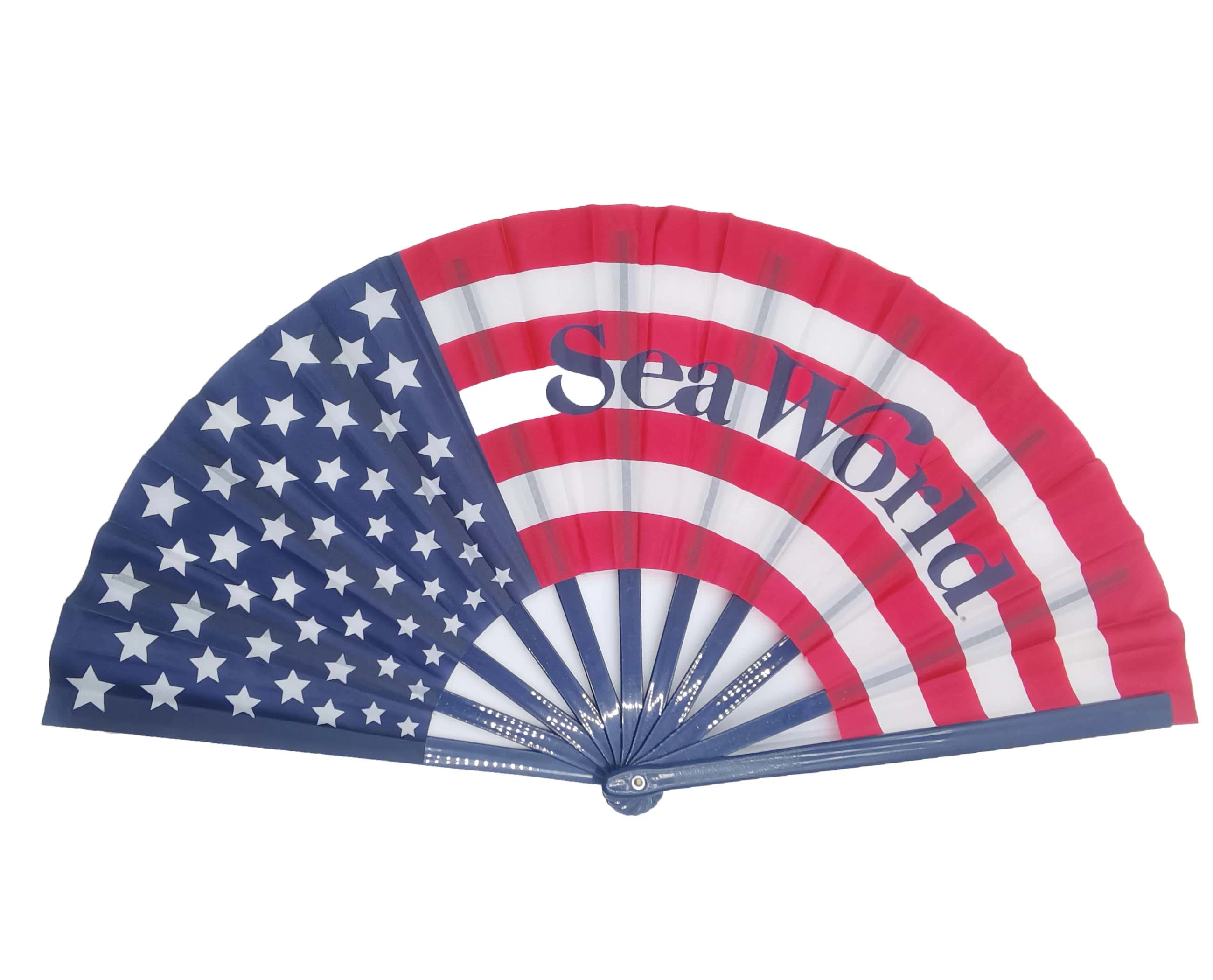 Factory Supply Custom Large Kongfu Hand Fans Party Printed Folding Fan with Stain Fabric