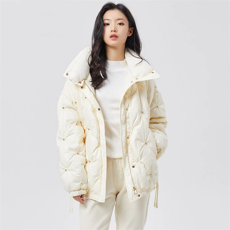 Custom Fashion Down Puffer Women Zipper Down Sexy Warm Women's Clothing Coat