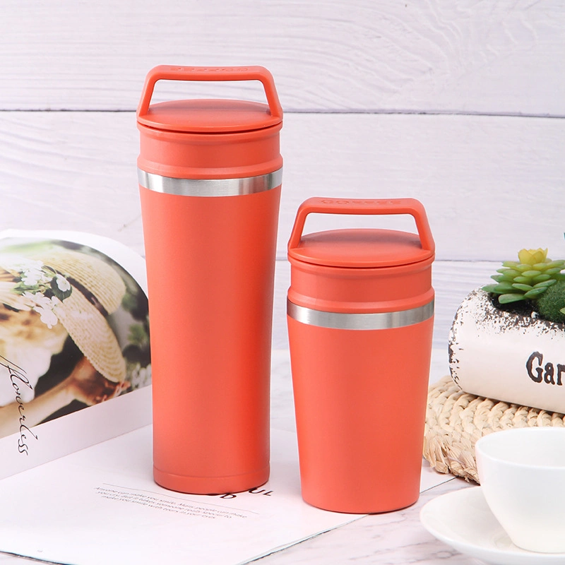 Portable Coffee Stainless Steel Mug Creative Outdoor Sports Double Cover Cup Couples Gifts Stock