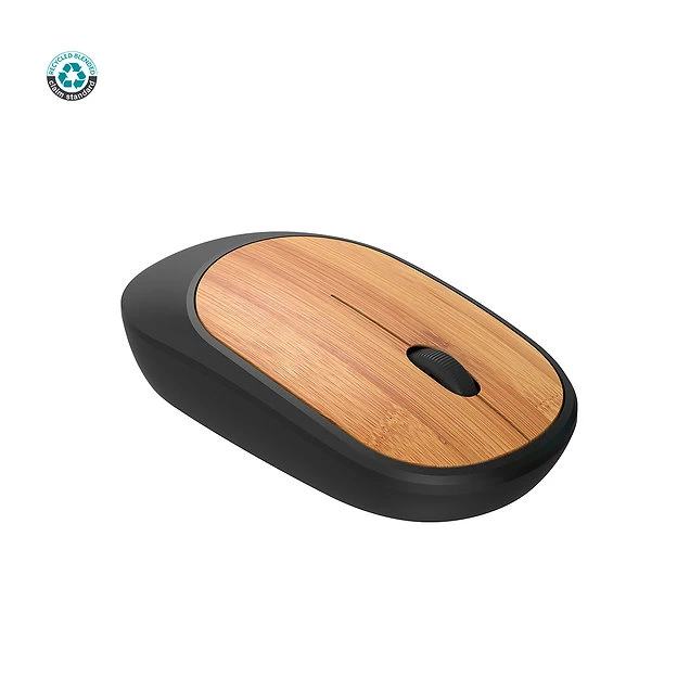 White Wireless Mouse in Bamboo and Recycled ABS