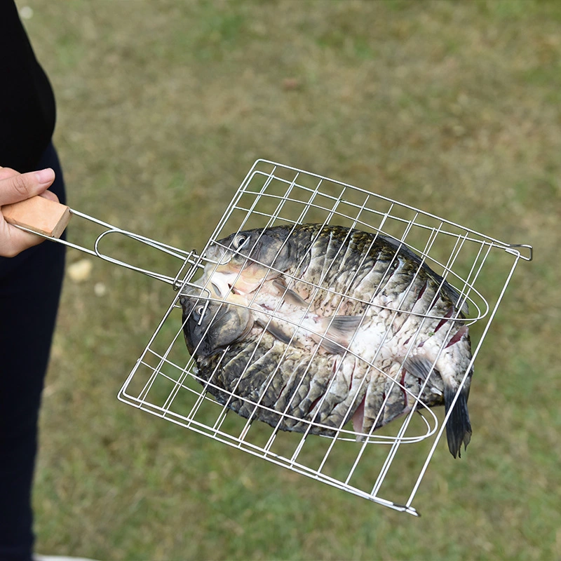 مشواة صافي قامطة الكلاسيكية السمك على شكل مقبض طويل عملية طهي الشواء مفاتيح ربط الطعام للاستخدام المتعدد